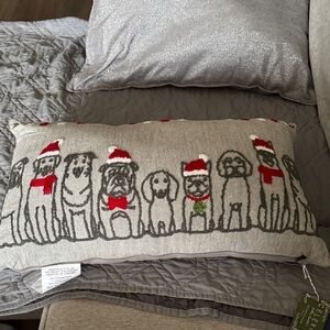 *NEW* Charming Holiday Dogs Pillow with Red Accents